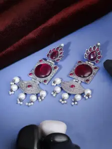 Adwitiya Collection Adwitiya Silver-Plated Collection Oxidised Classic Drop Earrings