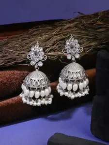 Adwitiya Collection Silver-Plated Classic Jhumkas Earrings