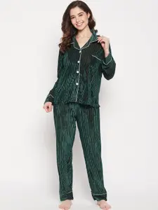 Camey Women 2 Pieces Striped Night suit