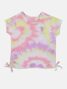 U.S. Polo Assn. Kids Girls Tie and Dye Pure Cotton T-shirt