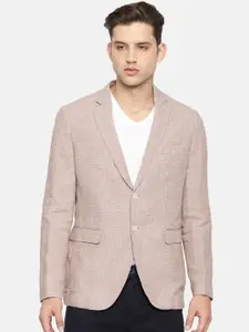 U.S. Polo Assn. Beige Checked Single-Breasted Regular Fit Casual Blazer