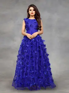 APNISHA Flared Net Maxi Dress