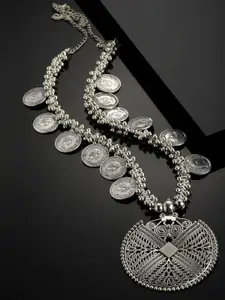 PANASH Silver-Plated Oxidised Necklace