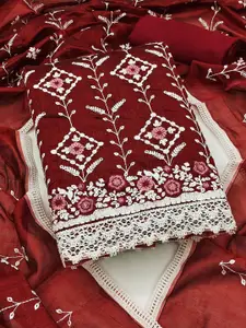 KALINI Embroidered Art Silk Unstitched Dress Material