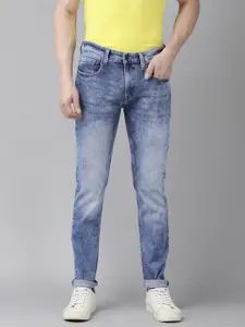 Pepe Jeans Men Tapered Fit Low-Rise Heavy Fade Acid Wash Stretchable Jeans