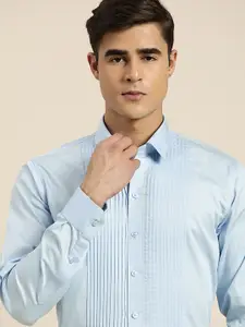 Hancock Club Pintucked Solid Pure Cotton Slim fit Tuxedo Formal Shirt