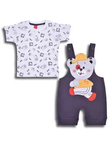 Wish Karo Boys Printed Cotton T-shirt with Dungaree Co-Ords