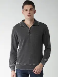 Celio Men Charcoal Grey Solid Sweatshirt