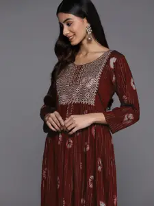 Libas Embroidered Maxi Ethnic Fit & Flare Dress