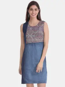 V-Mart Self Design Sheath Cotton Dress