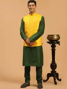 VASTRAMAY Men Kurta And Churidar With Sequined Embroiderd Nehru Jacket