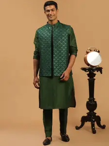 SHRESTHA BY VASTRAMAY Men Sequinned Kurta with Trouser with Nehru Jacket