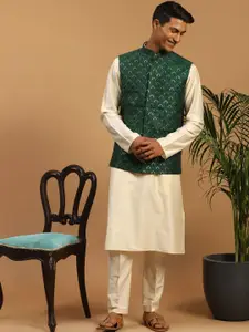 SHRESTHA BY VASTRAMAY Men Kurta With Trousers & Nehru Jacket