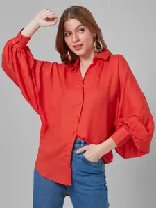 Style Quotient Women Solid Poly Crepe Oversized Casual Shirt