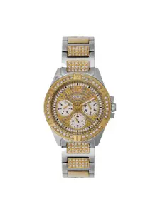 GUESS Women Embellished Stainless Steel Bracelet Style Straps Analogue Watch GW0373L4