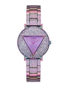 GUESS Women Stainless Steel Embellished Bracelet Style Strap Analogue Watch GW0512L4