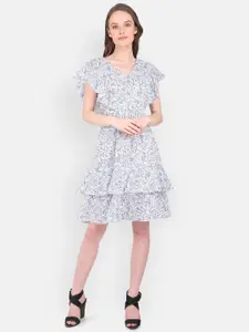 MARC LOUIS Floral Printed Fit & Flare Cotton Dress