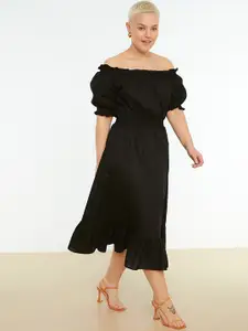Trendyol Off-Shoulder Cotton A-Line Midi Dress