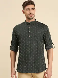 RAJUBHAI HARGOVINDAS Men Pastels Dobby Handloom Pure Cotton Kurta