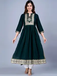 KALINI Women Floral Printed Band Collar Kurta