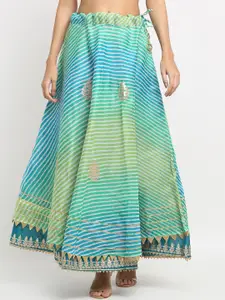 SOUNDARYA Striped Flared Ethnic Maxi Skirt