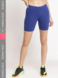 Jinfo Women Pack Of 2 Cycling Super Combed Cotton Lycra Sports Shorts