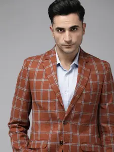 Park Avenue Regular Fit Checked Single-Breasted Formal Blazers