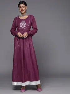 Varanga Floral Embroidered Long Sleeve Maxi Ethnic Dress