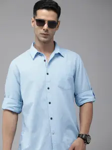 The Roadster Lifestyle Co. Men Cotton Linen Solid Opaque Casual Shirt