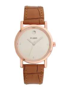 FLUID Women Embellished Dial & Leather Textured Straps Analogue Watch FL23-800L-WH01