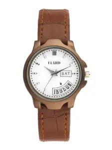 FLUID Women Embellished Dial & Leather Straps Analogue Watch FL23-780L-WH01