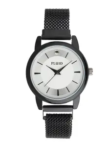 FLUID Women White Dial & Black Bracelet Style Straps Analogue Watch