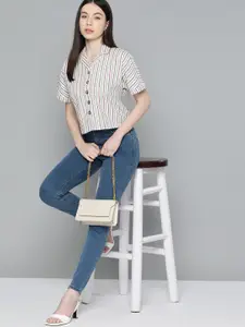 Chemistry Pure Cotton Striped Boxy Casual Shirt
