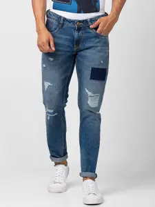 SPYKAR Men Slim Fit Low-Rise Mildly Distressed Heavy Fade Cotton Jeans