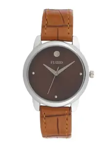 FLUID Women Embellished Dial & Leather Straps Analogue Watch FL23-737L-TN01