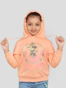 Zalio Girls Graphic Minnie Mouse Printed Hooded Pullover Sweatshirt
