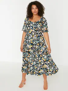 Trendyol Floral Flared Sleeve Midi Dress