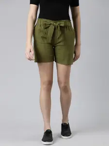 KALINI Solid Casual Regular Fit Cotton Shorts