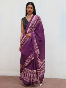 Chidiyaa Ethnic Motifs Pure Cotton Block Print Saree