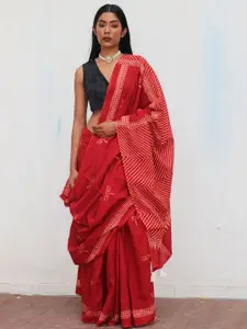 Chidiyaa Ethnic Motifs Pure Cotton Block Print Saree