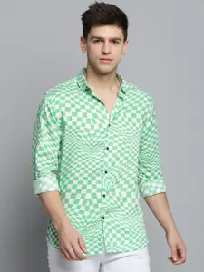 SHOWOFF Men Comfort Checked Spread Collar Cotton Casual Shirt