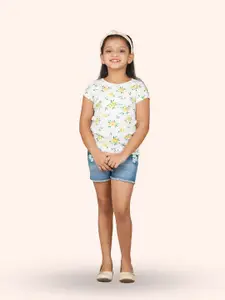 Zalio Girls Floral Printed Pure Cotton Top with Shorts