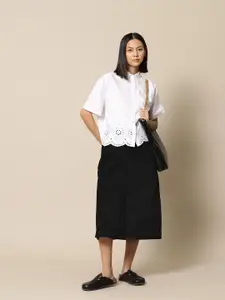 BOWER Self-Striped A-Line Skirt