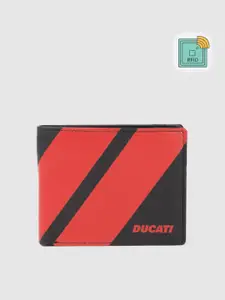 Ducati Men Colourblocked Leather Two Fold Wallet With RFID