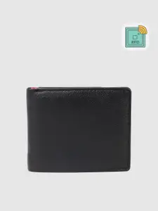 Ducati Men Colourblocked Leather Two Fold Wallet With RFID & Brand Logo Print Detail