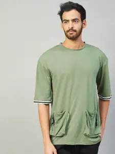 GRITSTONES Men Drop-Shoulder Sleeves Oversized T-shirt