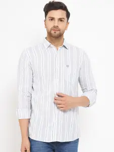 Duke Men Slim Fit Striped Knitted Cotton Casual Shirt