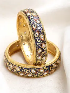 KARATCART Set Of 2 Gold-Plated Kundan-Studded Bangle