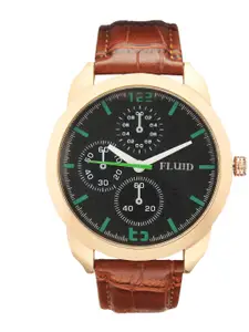 FLUID Men Printed Dial & Leather Straps Analogue Watch FL23-910-RG01