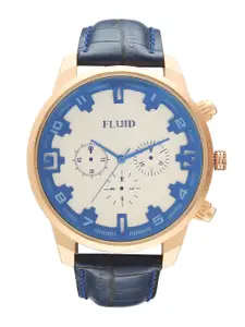 FLUID Men Printed Dial & Leather Straps Analogue Watch FL23-908-BL01